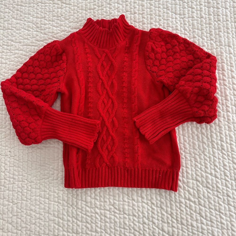 Janie and Jack girls festive red sweater size 8.